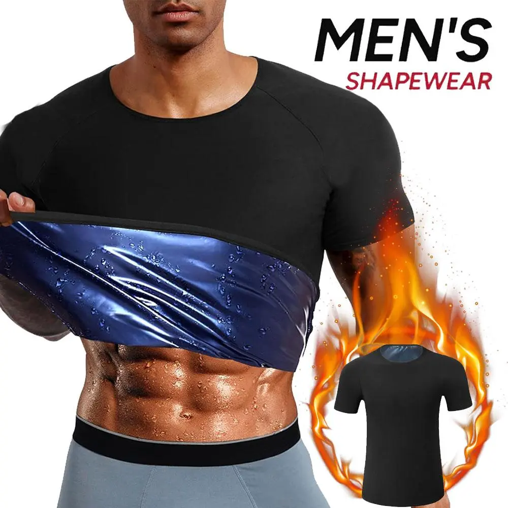 Men's Neoprene Sauna Shirt, Short Sleeve Waist Trainer Top for Gym Workouts, Sweat-Enhancing Sports Clothing, Workout Tops