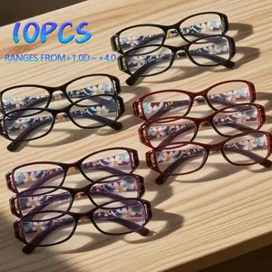 10 pcs Style Reading Glasses With Multi-color Options Suitable For Business Eye Glasses, Y2k Accessories, Clear Glasses, Anti Electronic Blue Light Reading Glasses, Reading Glasses Men/women High Quality, Small Narrow Face, Miracle Glasses+1.0-+4.0