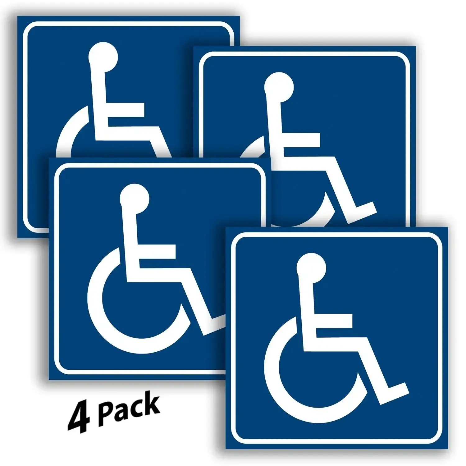 4 Pack, 6x6 inch Handicap Signs Stickers Decal Symbol