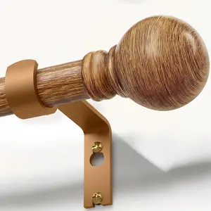 Boho  Curtain Rods for Windows 72 to 144 inch 1" Diameter Adjustable Heavy Duty Window Curtain Rod with Decorative Wooden Grain Finials Drapery Rods for Living Room Bedroom Kitchen Cafe Farmhouse