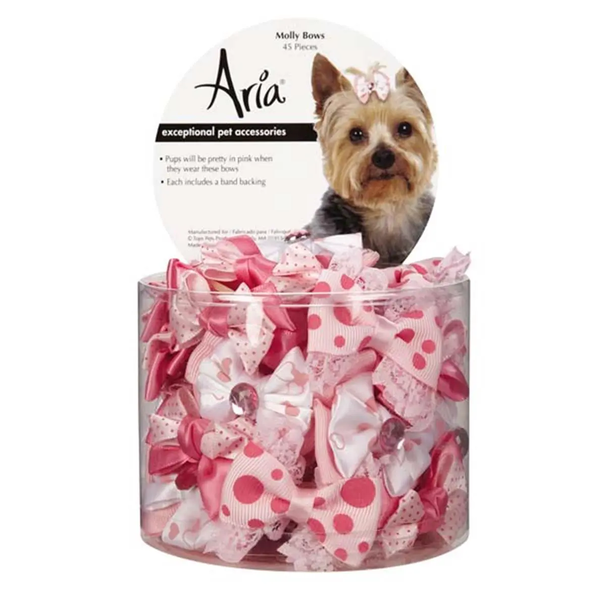 212 MAIN Molly Bows Canister Pack, 45-Piece Polyester Rhinestone Bows with 3 Designs, Office Stationery & Gift Accessory, Rhinestone Bow
