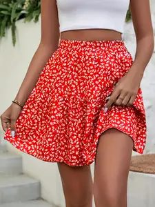 Women's Ditsy Floral Print Skirt, Casual Fashion Fitted Short Skirt for Daily Wear, Ladies Bottoms for All Seasons, Womenswear