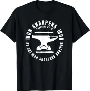 100% Cotton Vintage Blacksmith - Proverbs 27:17 As Iron Sharpens Iron T-Shirt Fabric Menswear gift for all streetwear