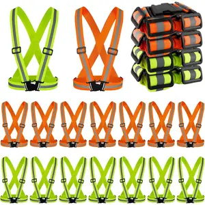 20 Pcs High Visibility Reflective Safety Vests | Adjustable Lightweight Gear for Running & Construction | Green & Orange