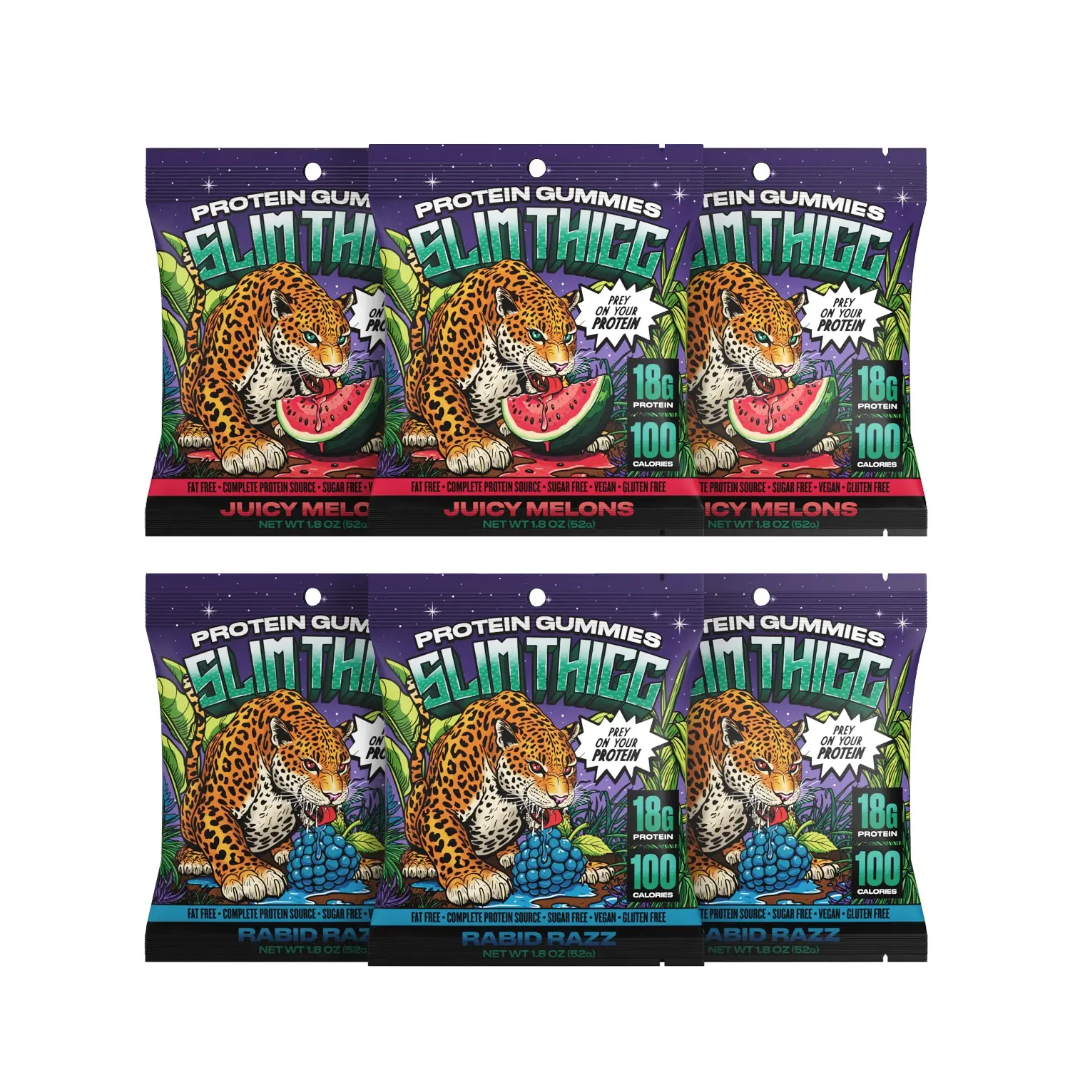 SLIMTHICC PROTEIN GUMMIES Rabid Razz 18g Protein 100 Calories Complete Protein Source Less Sugar Free Gluten Free