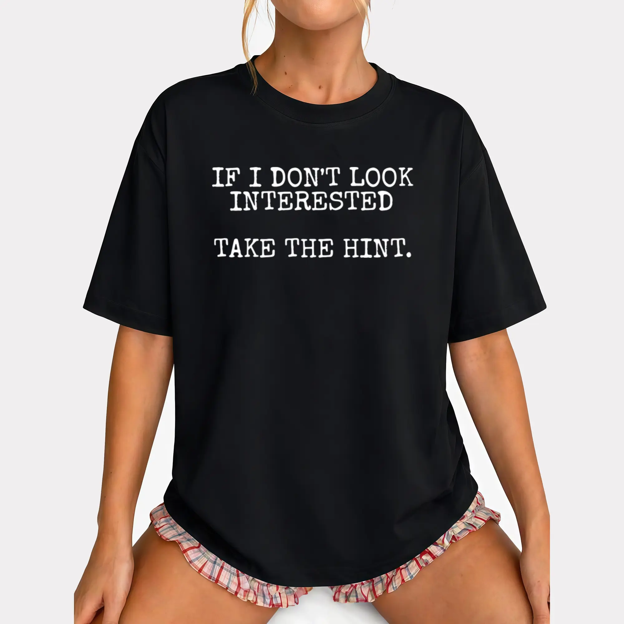 Women's Casual Cotton Short-Sleeve Black Top - 200G Heavyweight Fabric, Stylish, Comfortable, Machine Washable, Plus Size, Ideal for Parties, Dates (with Prints), Tops, Short Sleeves