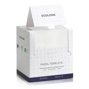 ECOLOOK Disposable Facial Wipes (60-count) — Eczema Association Certified Biodegradable — Thickened Antibacterial Dry & Wet Wipes