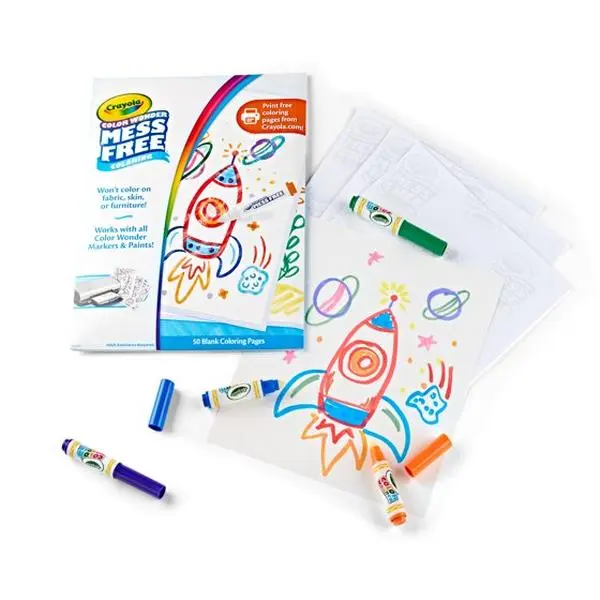 Crayola Color Wonder Mess Free Blank Coloring Pages 30 Pgs Toddler Travel Activity Creative Gifts Ages 3+ with Markers