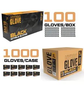 HydroGlove | 5-6 MIL Black Nitrile Gloves | Case of 1000 | Thick Heavy Duty, Powder Free, Latex-Free, Exam Grade, Food Safe