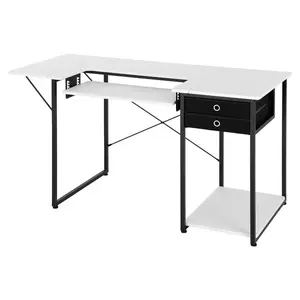VEVOR Sewing Table, Multipurpose Sewing Machine Table with Drawers, Foldable Side Shelf, Adjustable Shelf, Steel Legs, Computer Desk for Home, Fashion Studio, Art Studio, Educational Institution