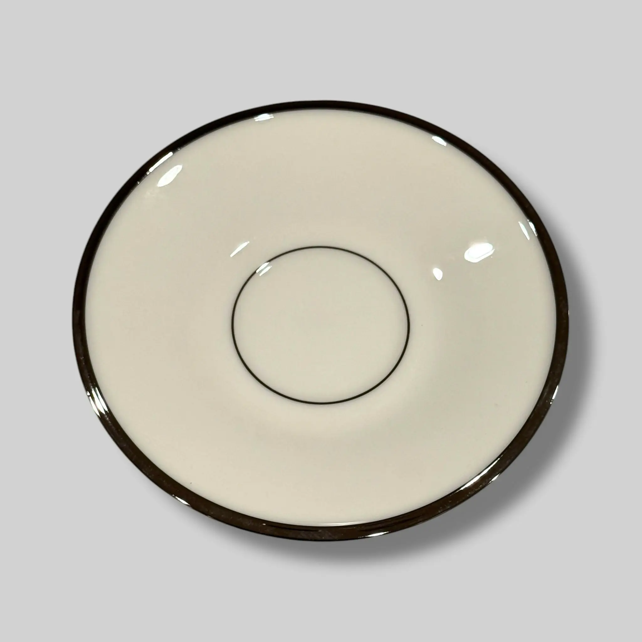 Lenox Solitaire Bone China Saucers | Set of 4 | Platinum Trim | 6” | USA