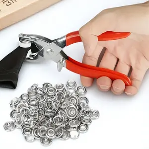 Heavy Duty Fabric Hole Punch Pliers Metal Clothing Button Fixer Sewing Tool Anti-Slip Grip Corrosion-Resistant Stainless Steel Hand Tool DIY Accessory Kit Sewing Supplies Crafts for Bags Pants Garments Punching Press Set