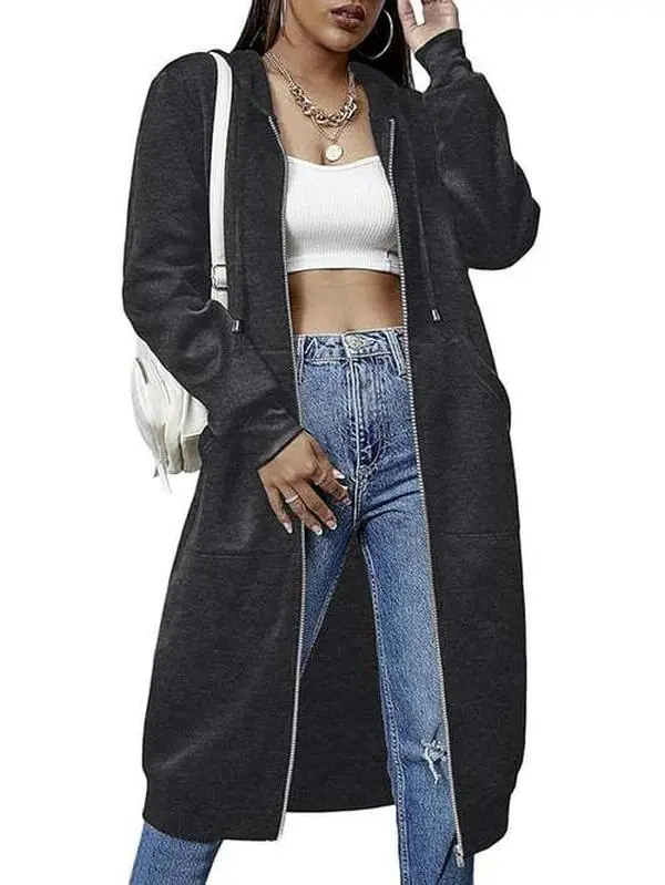 Women Casual Zip up Fleece Hoodies Tunic Sweatshirt Long Hoodie Jacket Cotton Long Sleeve fitted striped knitwear summerwins,back to school,back to school shopping,clothes for back to school,first day of school outfits