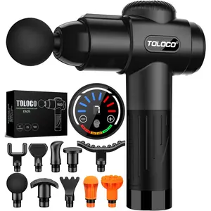TOLOCO Massage Gun, Deep Tissue Back Massage for Athletes for Pain Relief, Percussion Massager with 10 Massages Heads & Silent Brushless Motor, Black TOLOCO