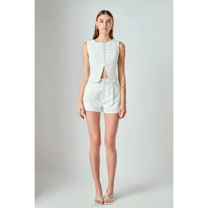 Endless Rose Charlotte Linen Pintucked Shorts