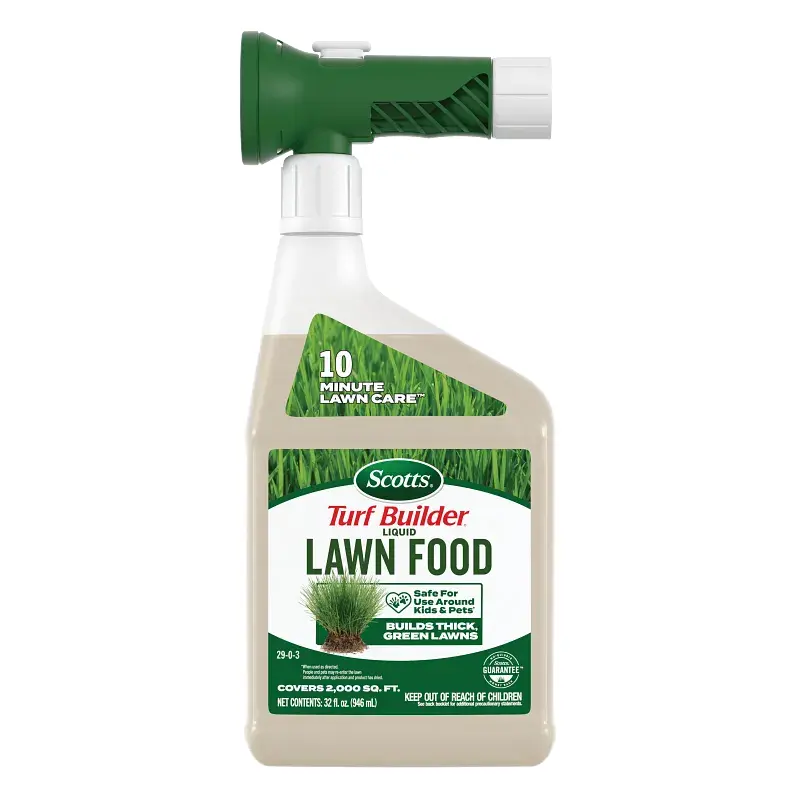 Scotts Turf Builder Liquid Lawn Food Garden Fertilizer - Fast-Acting, Fast & Easy Formula for All Grass Types, 32 fl. oz.