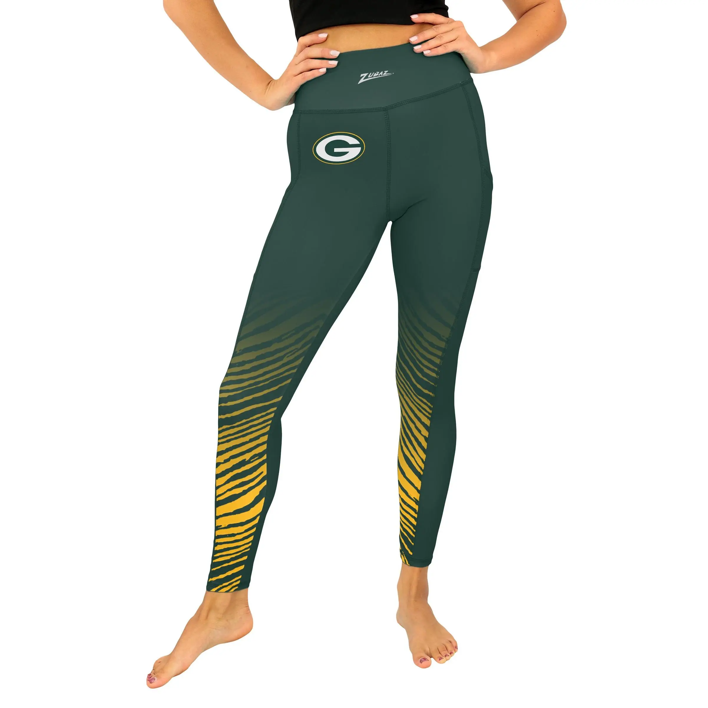 Zubaz NFL Women's Fade Primary Logo Leggings, Green Bay Packers