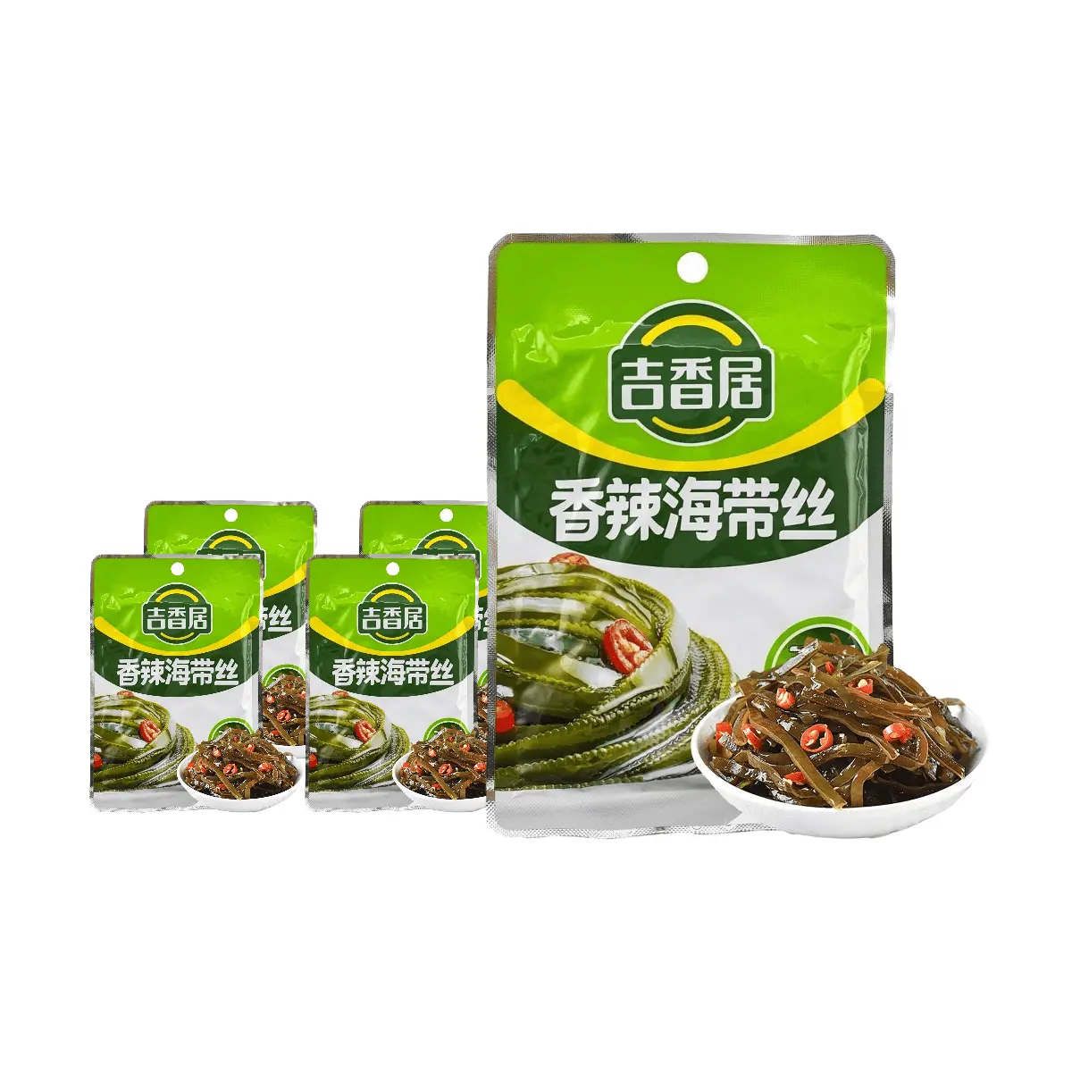 JI XIANG JU Instant Kelp Shreds Spicy Flavor 5-Pack (88g x 5) - Sichuan Specialty Snack, Ready-to-Eat Seaweed Salad