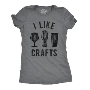 Womens I Like Crafts T shirt Funny Beer Lover Brewer Drinking Party for Her Tee Funny Womens T Shirts Cute Vintage Fashion Casual Ladies T-Shirt Gift Drinking Tops for Women Funny Beer Top Women's Novelty Tees Dark Grey
