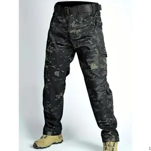 Men's solid color straight zipper waterproof tactical work pants, loose and casual multi pocket outdoor pants, men's fashionable hiking outdoor clothing, durable long pants for spring, autumn and winter, without waistband warm fleece skin-friendly smooth