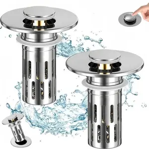 Stainless Steel Floor Drain Filter,Bathroom Sink Stopper Hair Catcher with Removable Stainless Steel Filter Basket Hair Catcher,Isolate Odor Pop Up Sink Drain Filter Durable Clogging Prevention Cleaning