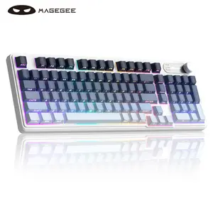 MageGee GK960 keyboard Wired, 98-key membrane keyboard, ABS two-color injection keycaps, RGB lights, multiple lighting effect modes, adjustable brightness and speed