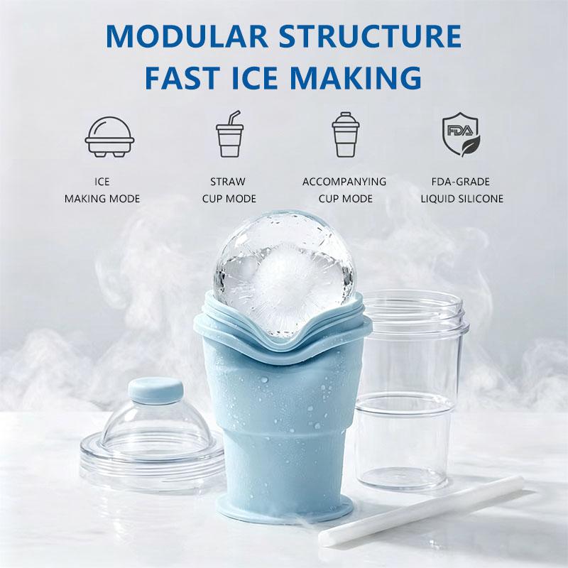 Folding ice hockey cup, silicone cup, summer ice hockey folding water cup, creative silicone ice cube mold, large spherical homemade whiskey freezer.