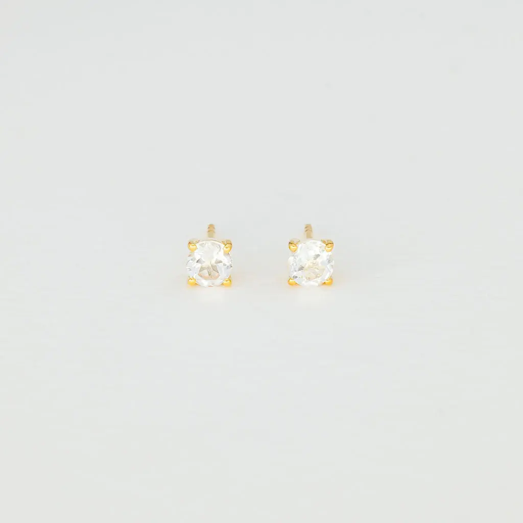 White Topaz Stud Earrings (Large)