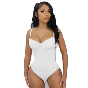 Underwire White Bodysuit Women Shapers Stretch Solid Color Silky Underwear Shapewear Corset Fabric