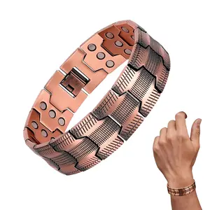 3x Men's Copper Bracelet Triple Super Magnet, Magnetic Bracelet with Adjustable Size Tool, Relieves Joint Pain and Improves Energy Circulation  Strong Magnetic Bracelet Men's Valentine's Day Father's Day Jewelry Gift