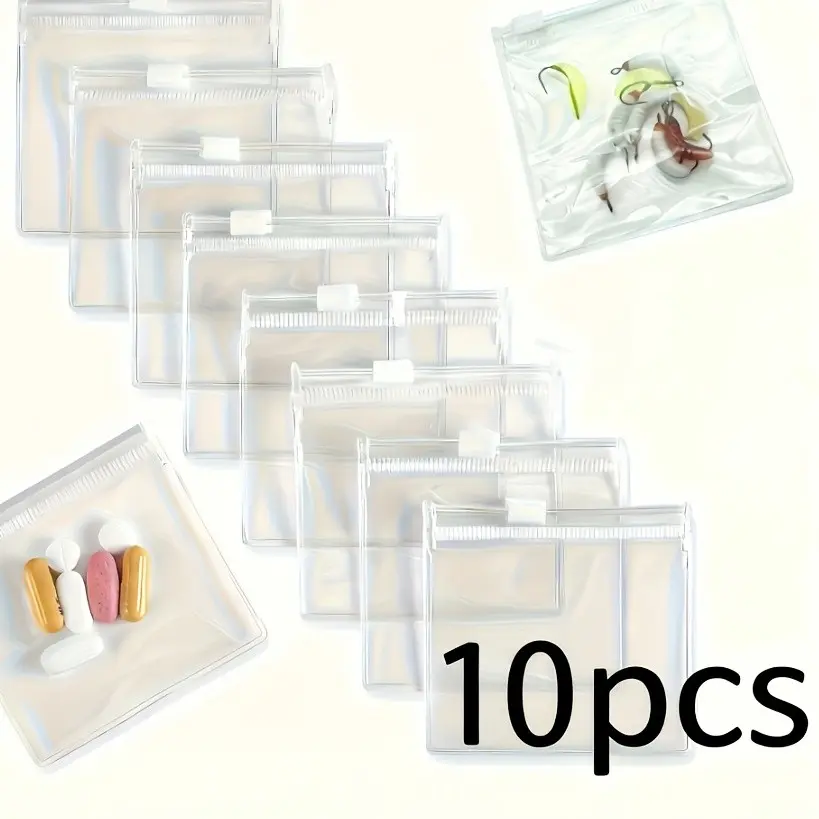 10-piece medication storage bags, travel medication organizers, reusable medication storage bags, zippered medication bag set, jewelry storage bags, portable storage bags, Multifunctional Storage Solution, Plastic Pouches