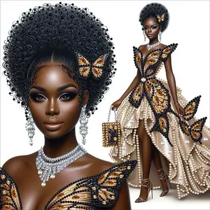 5D DIY Diamond Painting Kit with African Woman and Butterfly Elements, 30x30cm Wall Art for Beginners and Adults, Creative Home Decor Gift, Crafts