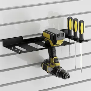 Slatwall Power Tool Organizer 1 Pack, Cordless Tool Organizer with 4 Drill Holder, Heavy Duty Slat Wall Accessories Max Loads 40Lbs for Garage Workshop