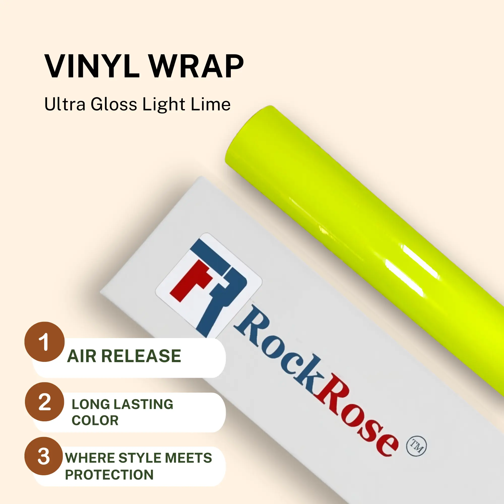 RockRose Ultra-Gloss Car Vinyl Wrap Light Lime