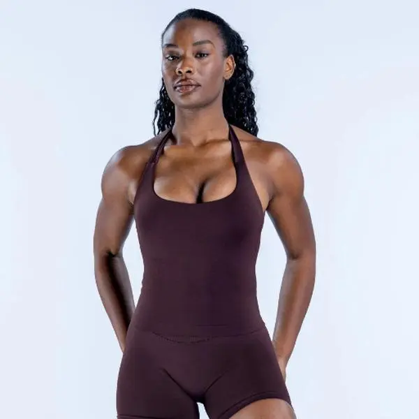 DFYNE Impact Halter Top Longline Padded Wireless Sports Bra for Women - Gym Sports Bra, Fitness Clothes, Workout Top for Gym Training Gymswear Sportswear Yoga Gym girly gym stuff