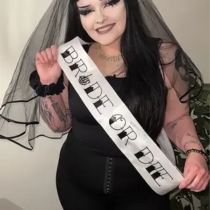 Bride or Die Sash Gothic Goth Halloween till death do us part Rip Bridal Shower Wedding Engagement disco cowgirl Bachelorette Hen Party Bach Weekend girls trip Decoration future mrs gift Photo props
