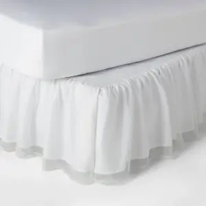 Pillowfort Glitter Dot Tulle Kids' Bedskirt Polka Mesh OEKO-TEX Room White Queen