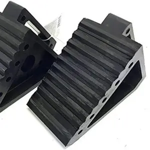 Solid Rubber Heavy Duty Black Wheel Chock 2-Pack, 8" x 4" x 6"