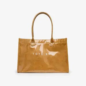 Leopard Print Jelly Tote Bag, Large Capacity Waterproof PVC Handbag – Solid Color Casual Shopping Bag for Everyday Use