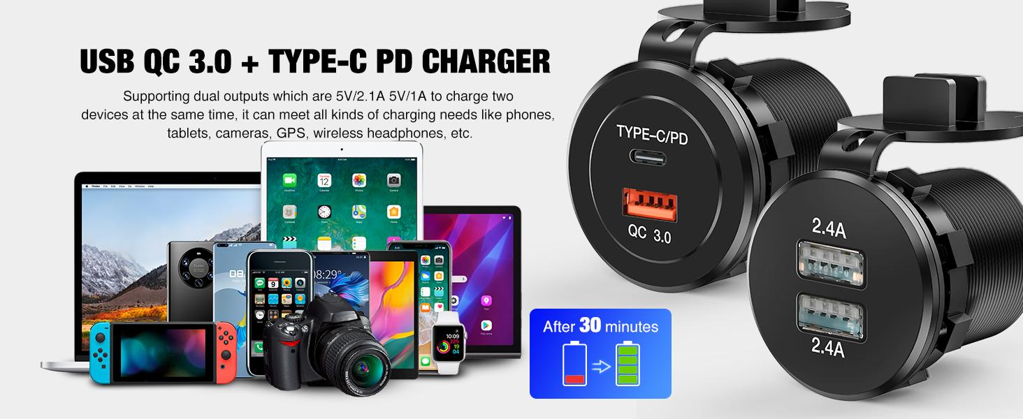 Nilight 12V/24V Camping Electrical System Centre Battery Power Control Box Fuse Block Switches Cigar Socket Voltmeter USB Charger Anderson Connector Ideal for RV Car Canopy Caravan Camper Trailer Van