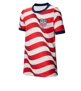 USA 2026 Soccer Jersey – Red White Wavy Stripe Fan Edition, Breathable Quick-Dry Football Shirt