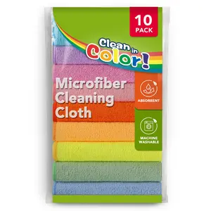 Premium Microfiber Cleaning Cloth, 10PK, Colorful Lint-Free Vibrant Cleaning Rags, Microfiber Towels for Cars, Kitchen Cloth, Dusting Cloth for Home, Window, Cleaning Supplies, 11.5"×11.5"