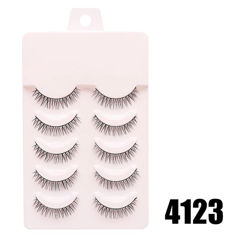 Fake Eyelash Anime Lashes 5 Pairs Little Devil Eyelashes Natural Daily Makeup Manga Eyelashes Clear Band Eyelashes