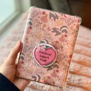 Emotional Support Kindle Grip, Girly Heart Kindle Holder, Pink Kindle Accesories, Cute Bookish gift sticky phone magnetic mount pop socket