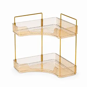 2-Tier & 3-Tier Modern ABS Waterproof Bathroom Corner Organizer with Multi Trays, Easy-to-Install Shower & Cosmetic Storage for Makeup, Perfume, Mother's Day Home Gift