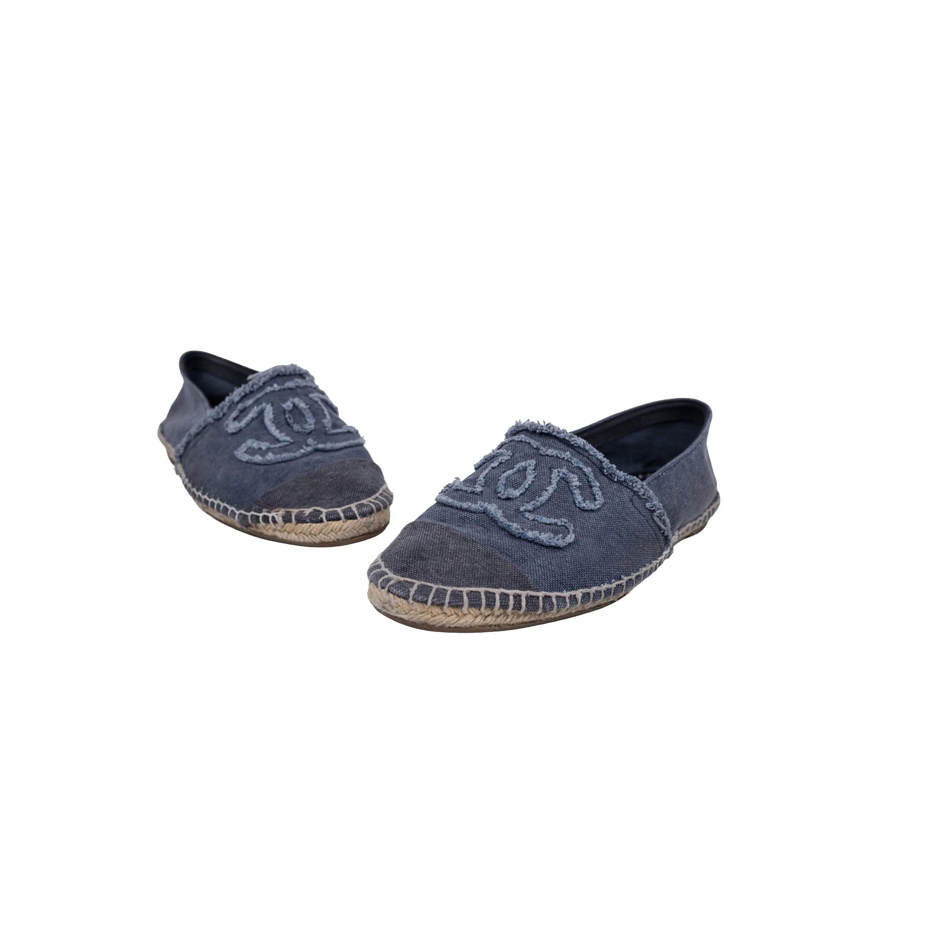 Chanel Blue Denim CC Espadrilles Size 38