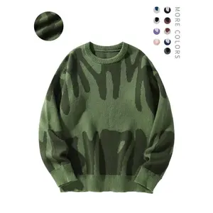 Unisex Men's Round Neck Drop Shoulder Hip Hop Sweater, Regular Fit?All Over Print Long Sleeve Knitting Pullover, Drippy Outfits, Going Out Outfit