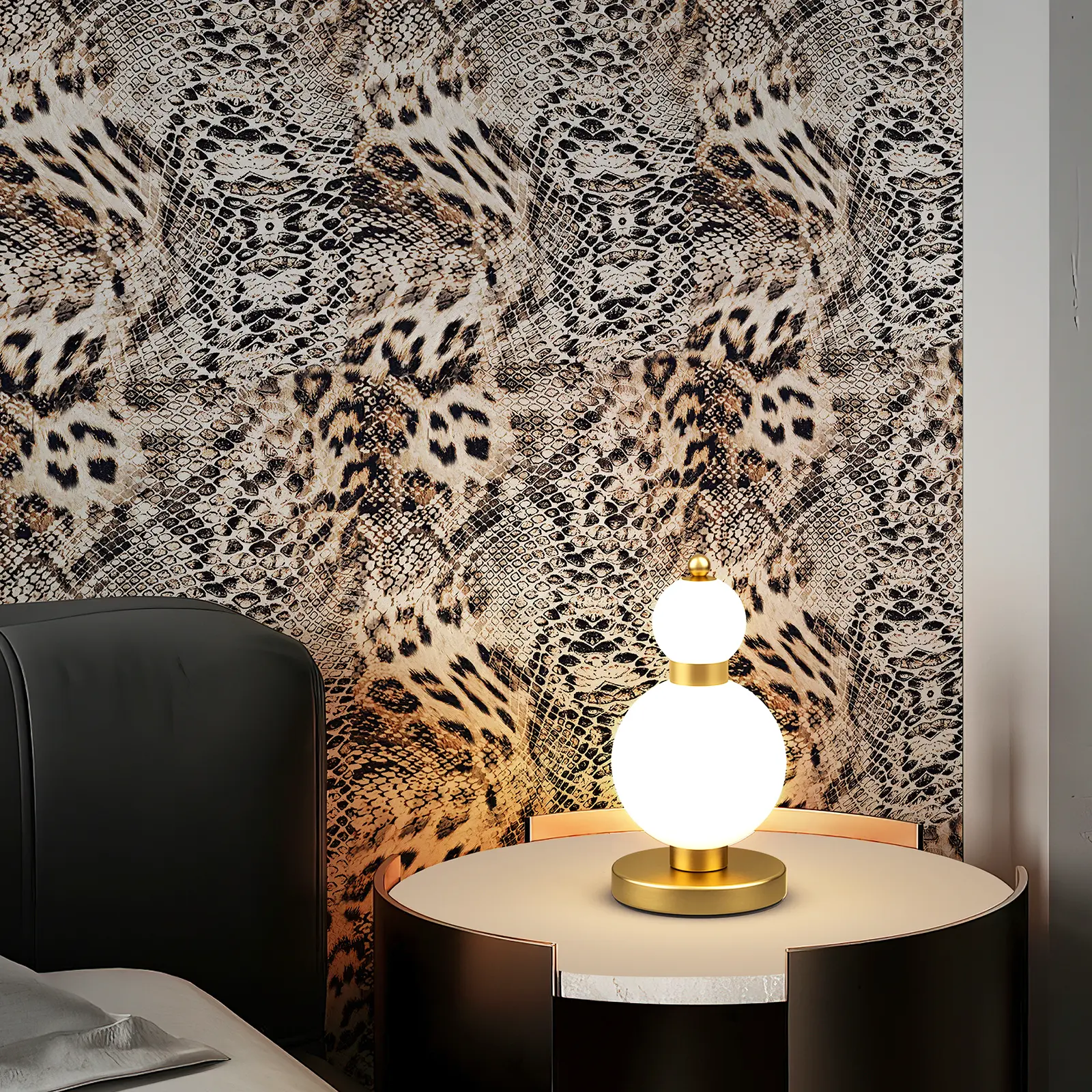 JiffDiff Textured Leopard Snake Print Peel and Stick Wallpaper, 17.3" x 480" Thick Waterproof Self-Adhesive Wall Paper, Modern Jungle Wild Animal Print Contact Paper for Table, Bedroom and Bathroom