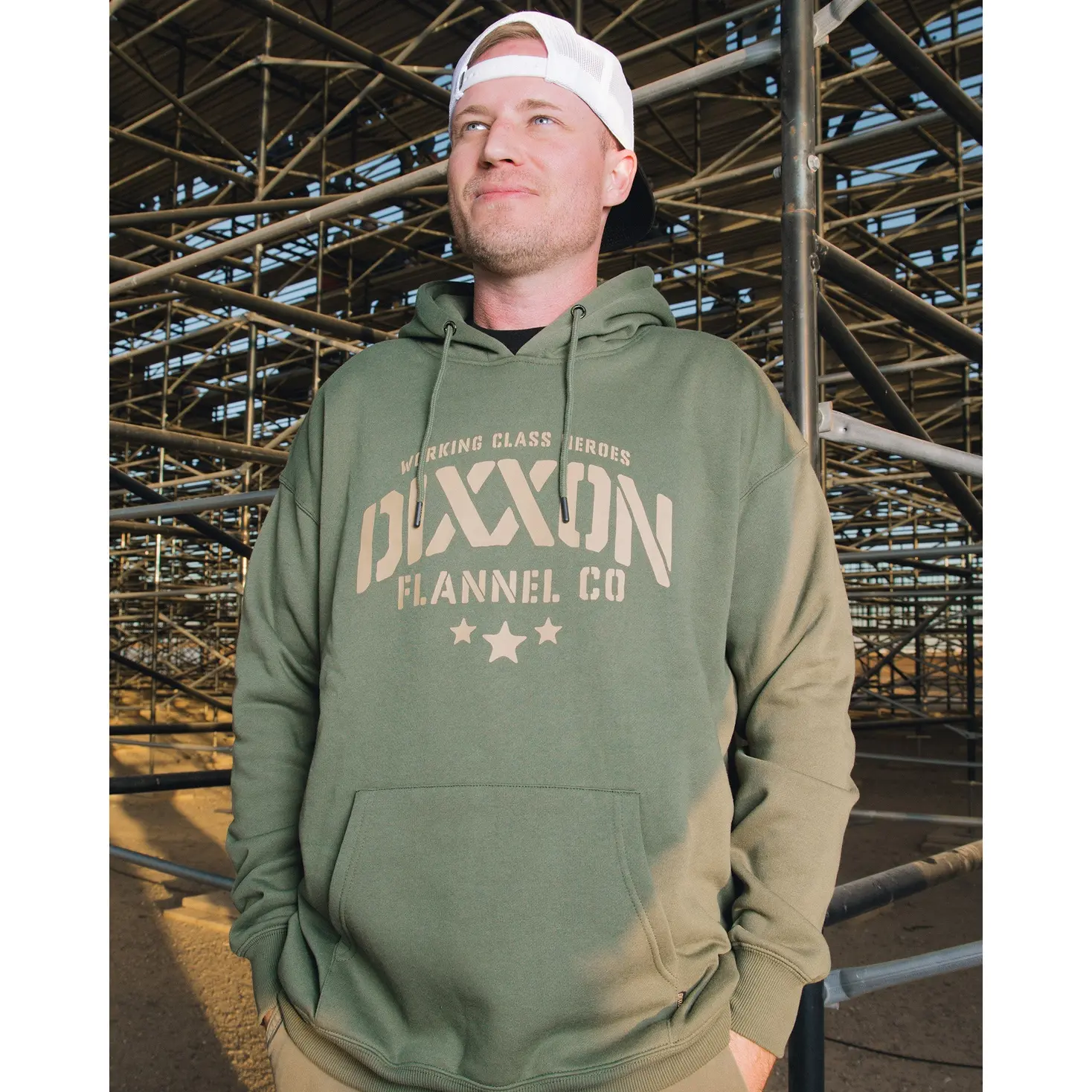 Tan Stencil Pullover Hoodie - O.D. Green