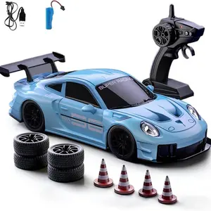 RC Drift Car, 1:24 4WD Remote Control Cars Vehicle with LED Light,2.4GHz 20KM/H High Speed RC Cars with Two Batteries & Drifting Tires Racing Sport Toy for Adults Boys Girls Kids